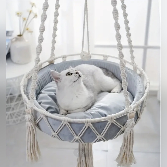 Hanging Cat Swing Bed, Woven Rope Cat Hammock Basket, T9MIS - Picture 2 of 5